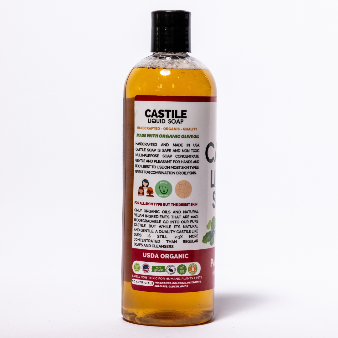 Patchouli Castile Liquid Soap 16oz - Organic - Non-GMO