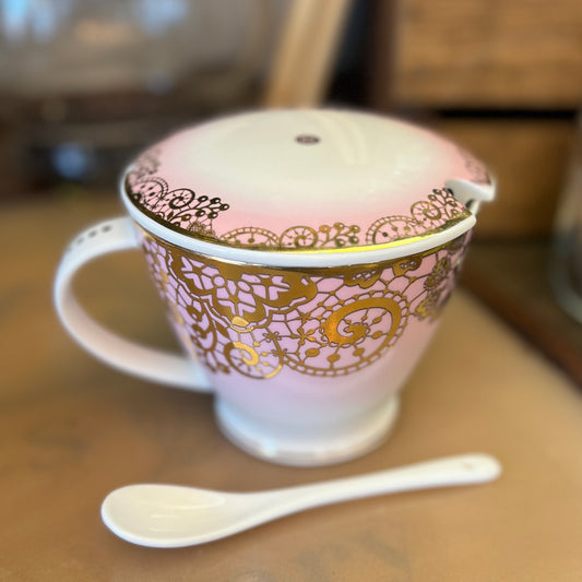 Pink + Gold Lace Teacup (3 pc)